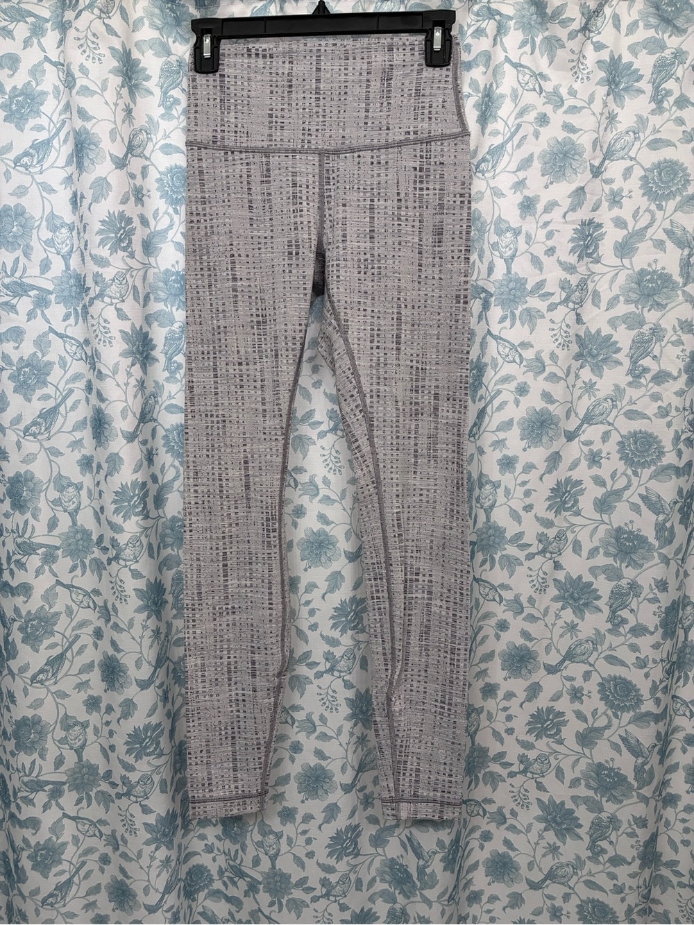 Lululemon Athletica Luon Light Gray and Purple Grid-Print High-Waist Leggings